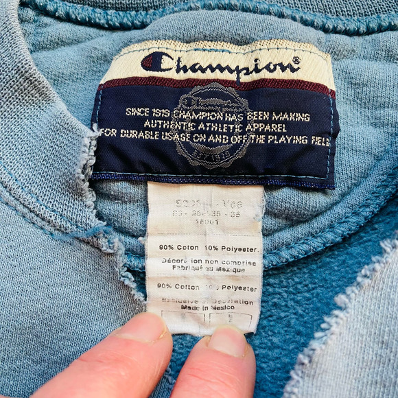 Champion USS Massachusetts Navy Battleship Blue Cutoff Cotton Crew Sweatshirt - Picture 4 of 9